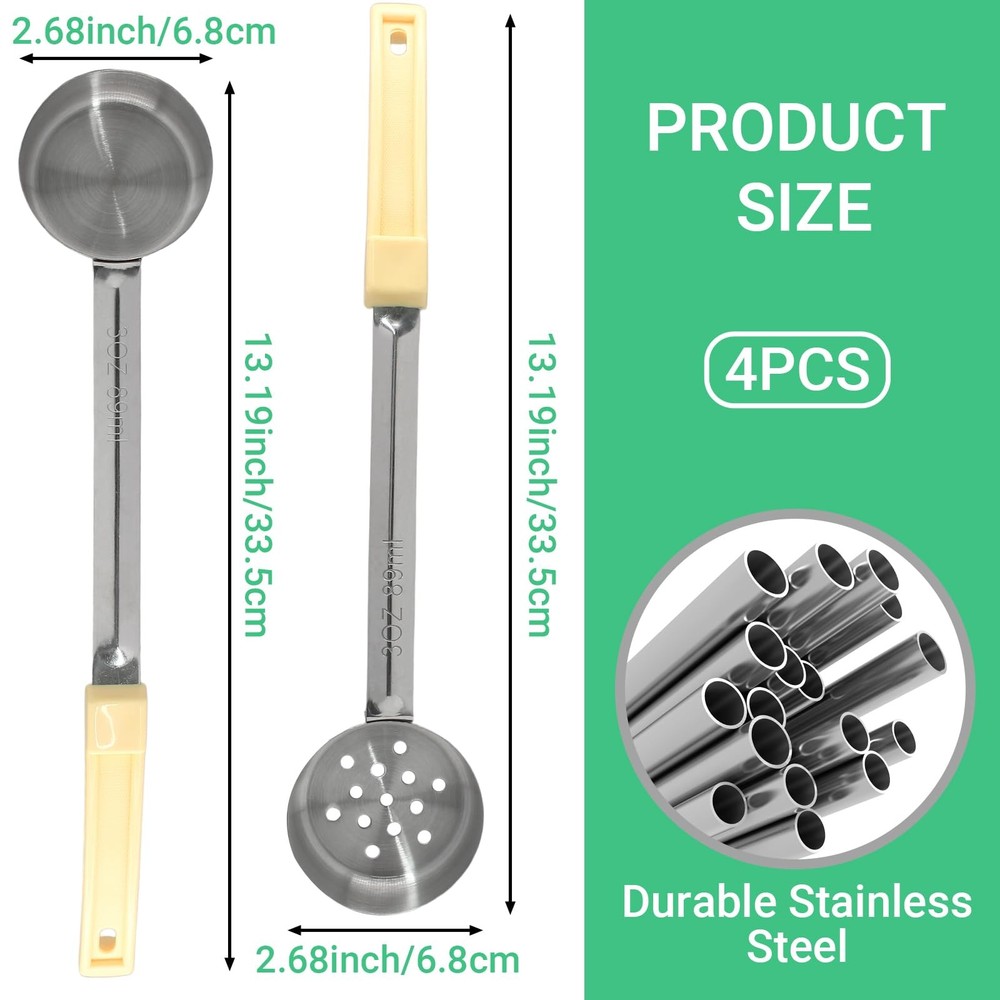 4 PCS 3 oz Portion Control Serving Spoons Measuring Ladle Scoops Creamy