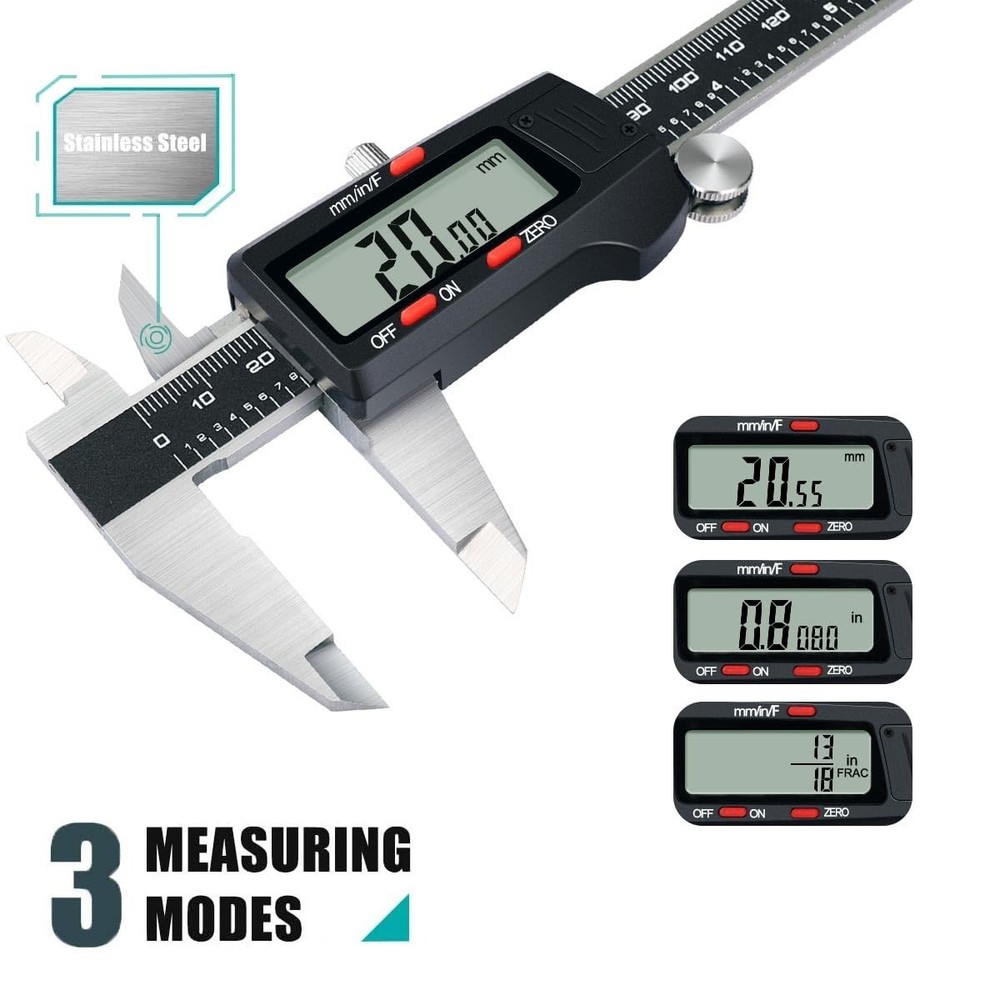 Accurate Stainless Steel Digital Caliper - 3 Units Conversion & Auto-Off Feature