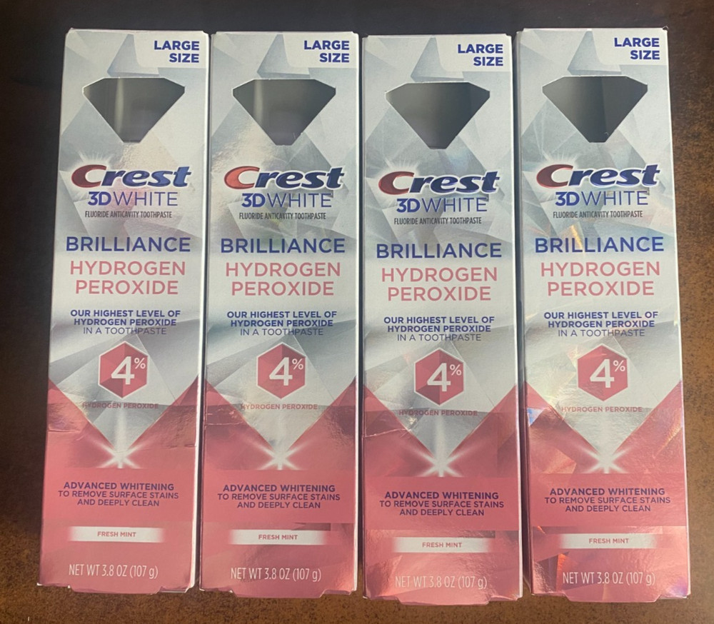 4X Crest 3D White Brilliance Hydrogen Peroxide Toothpaste 3.8