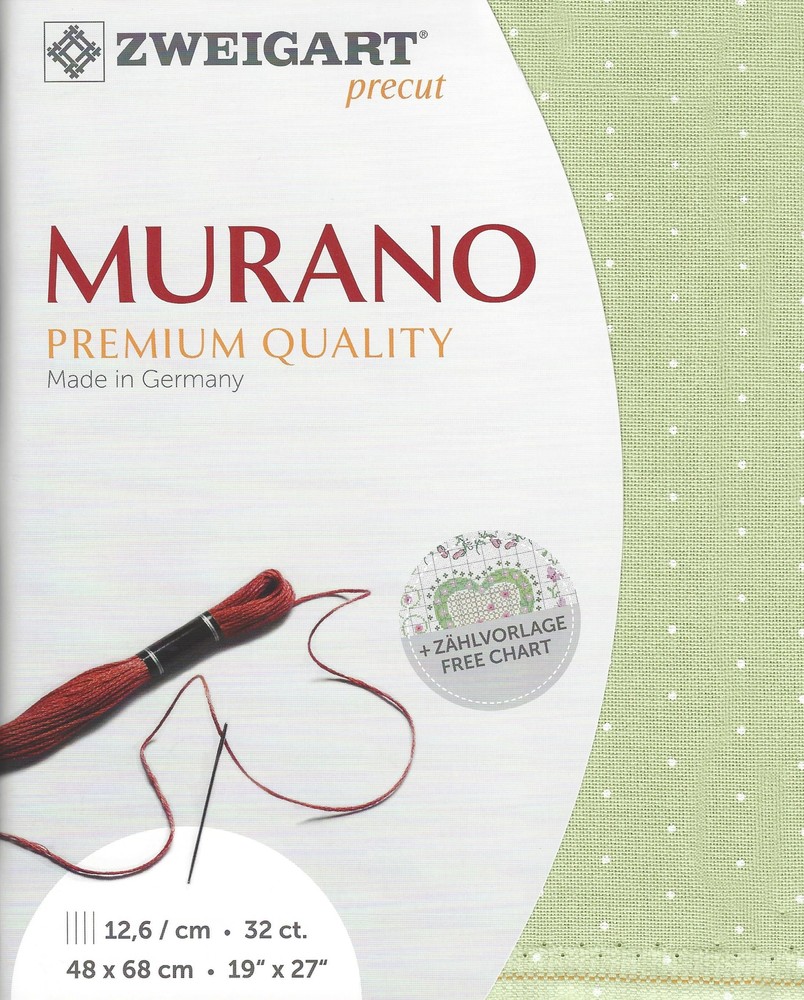Zweigart Precut Murano Mini Dots 32 count Green with White Petit Points 3984/...