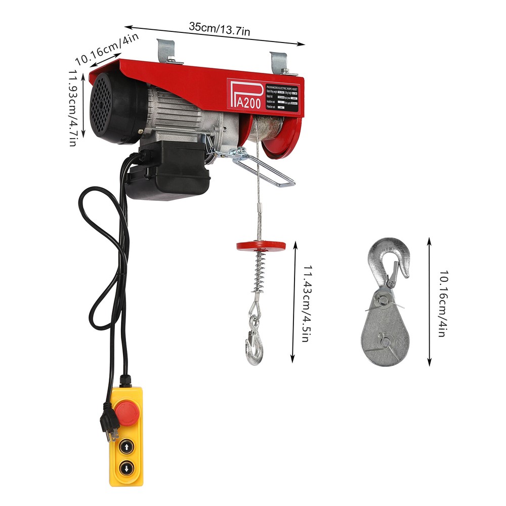 PA200 480W Electric Hoist Winch Engine Crane with Remote Control 110V