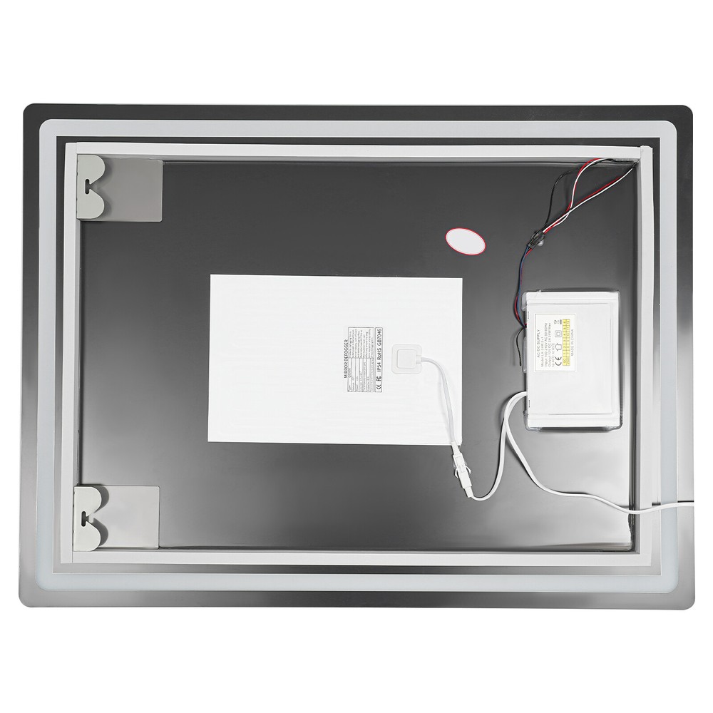 LED-Bathroom-Mirror Rectangular Dimmable Anti-Fog Mirror w/ Light Wall Mounted