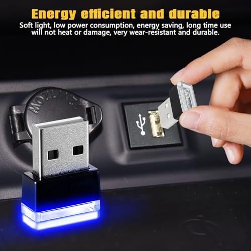 4PCS USB LED Car Interior Atmosphere Lamp, Plug-in USB Interface Decor Blue