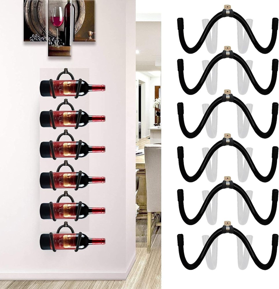 Wine Wall Holder 6 Pack Wall Mounted Wine Rack Wine Bottle Display Holder