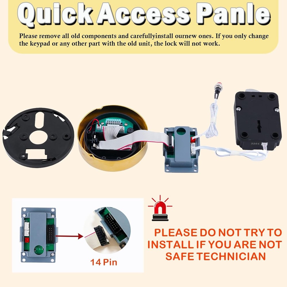 Gun Safe Lock Replacement with Left Swing Bolt Lock & 2 Emerency Keys