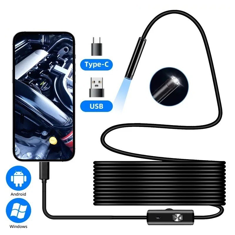 Type-C Endoscope Camera IP67 Waterproof 6 LED Borescope for Android PC