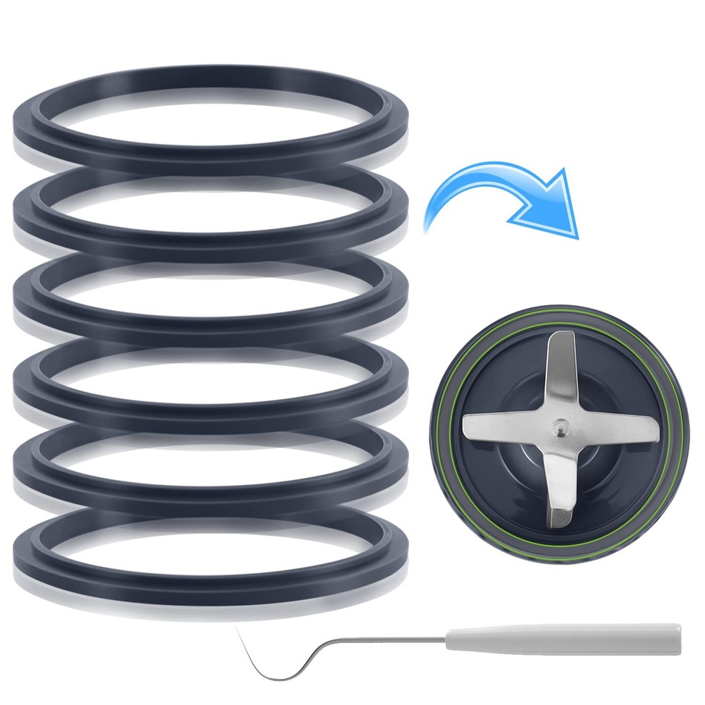 900w Extractor Blender Gaskets, Pack Of 6 Replacement Seals, Grey