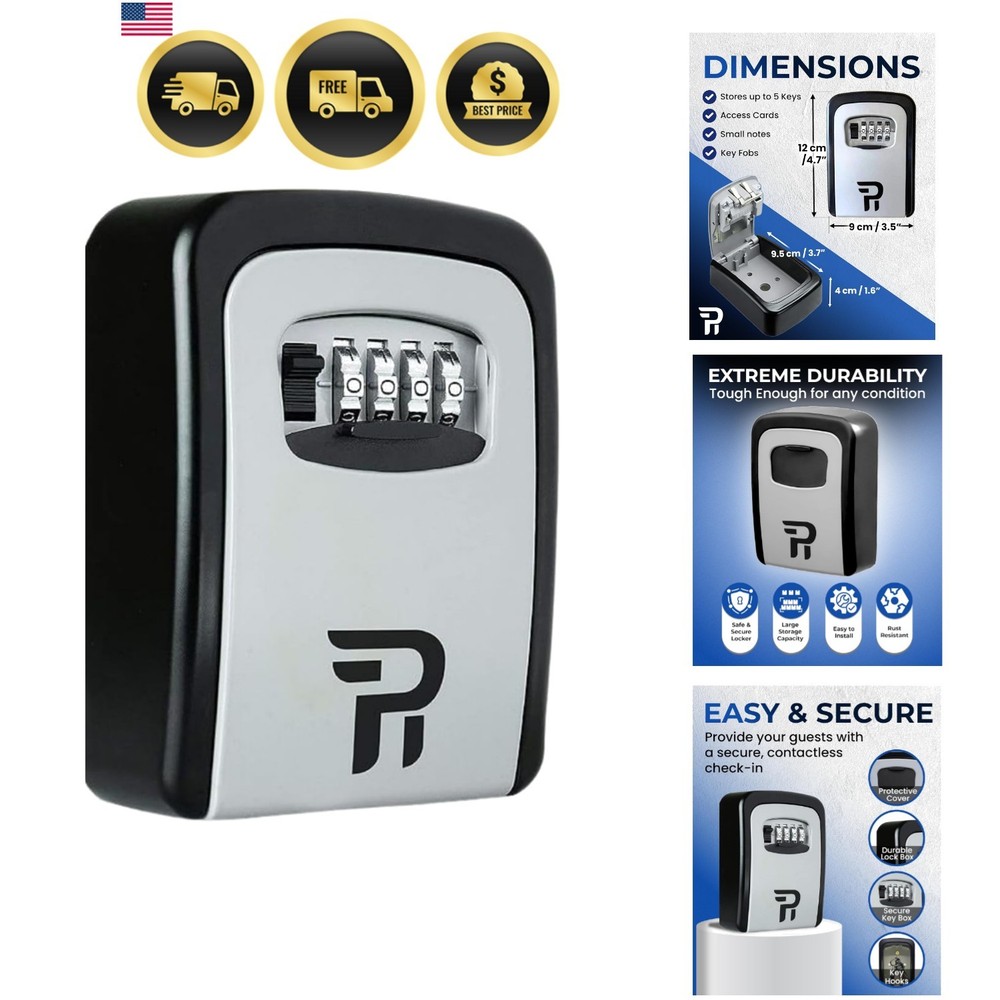 Key Lock Box for Outside – Large Outdoor Lockbox for Keys with Code, 4-Digit ...