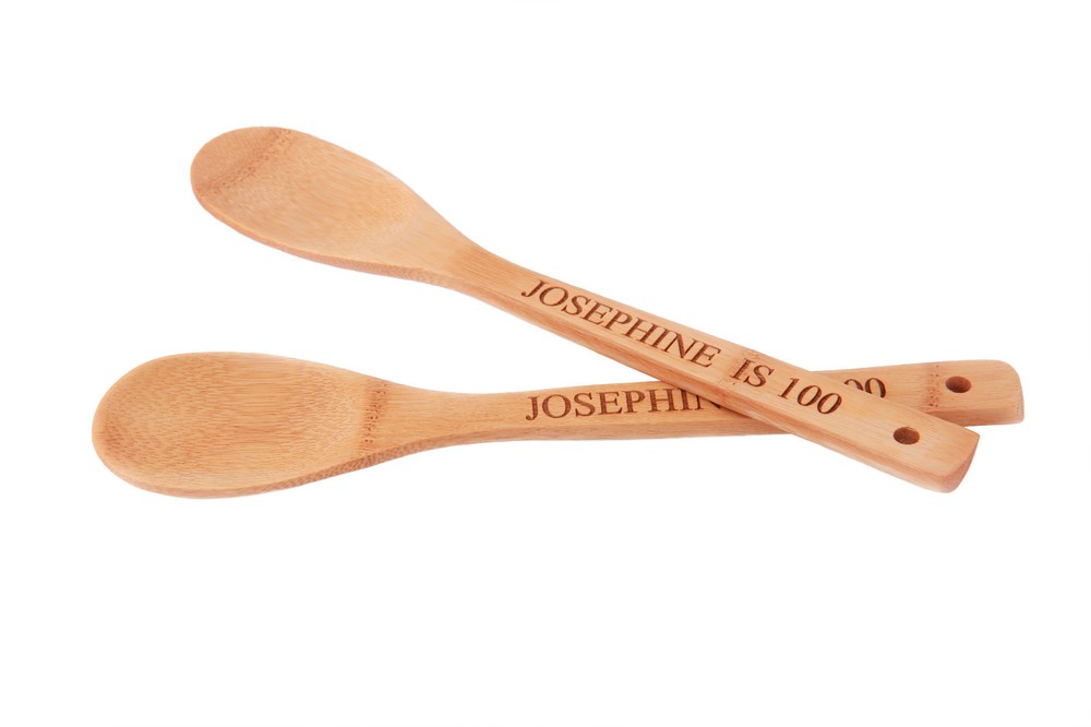 2 Monogrammed Personalized Housewarming Party Wedding Gift Bamboo Wooden Spoons