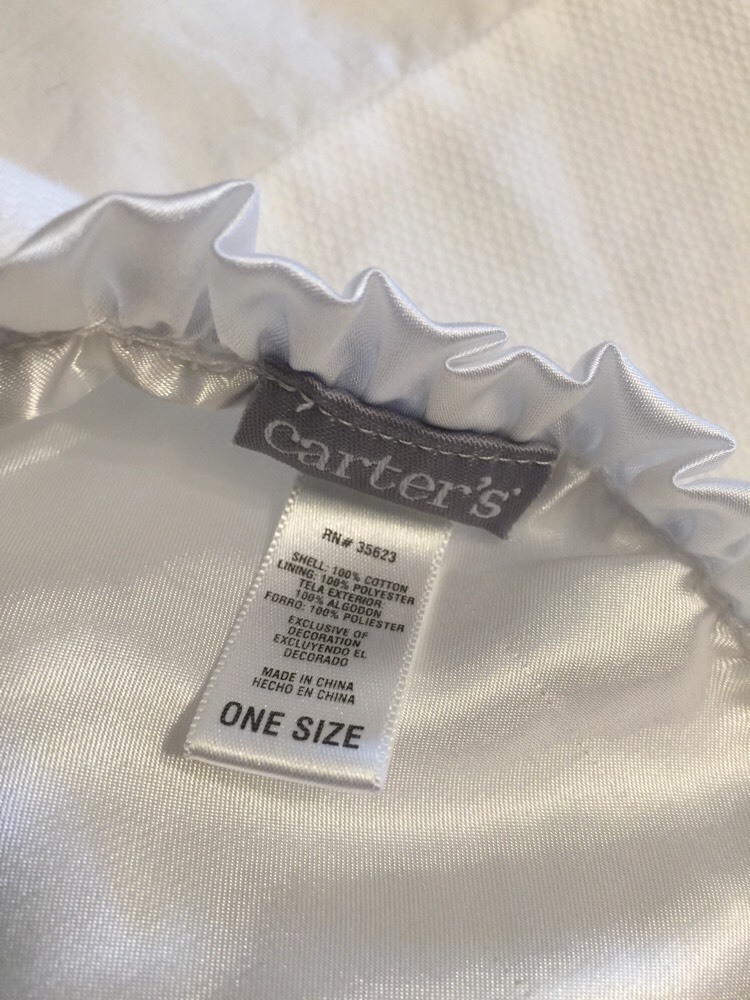 Carters White Patchwork Baby Blanket White Square Embroidered Flowers