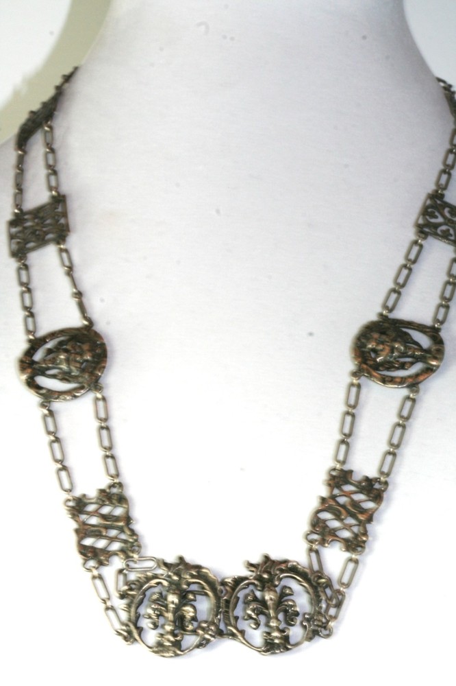 VINTAGE PARENTI STERLING SILVER FLEIR DE LIS EAGLE DEVIL BELT