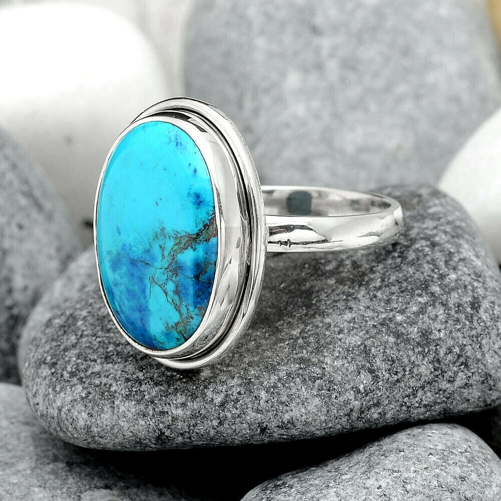 New - Azurite 925 Sterling Silver Ring - Size 8