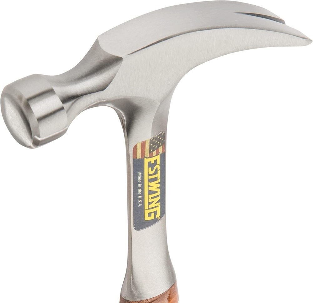 Ergonomic 12 oz Straight Rip Claw Hammer - Durable Leather Handle, Smooth Face