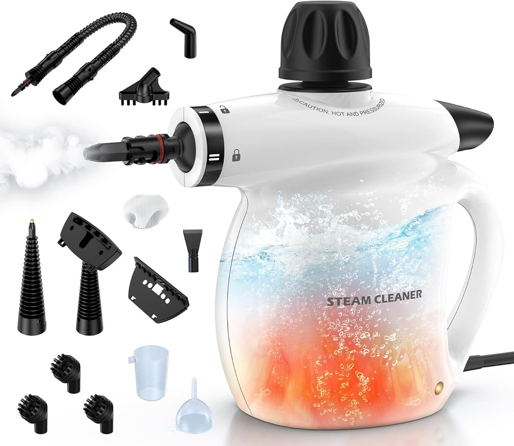Steam Cleaner, Pressurized Handheld 13Pcs Multi-Purpose Natural Deep Cleaning St