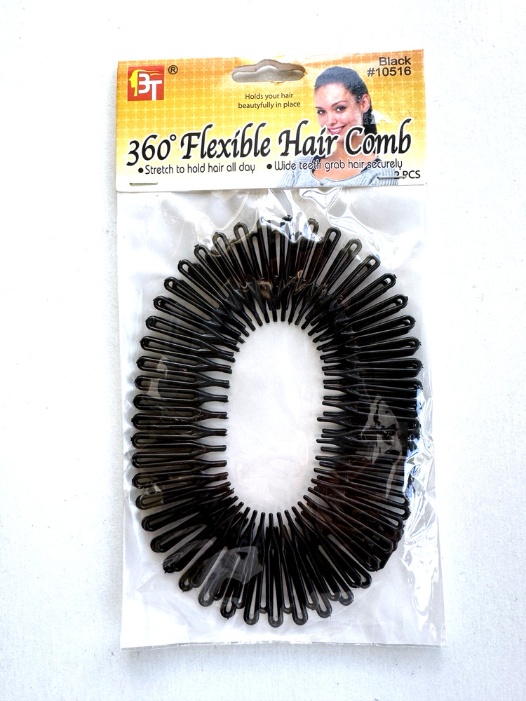 2pc Flexible Stretch Hair Black Combs with WIDE teeth