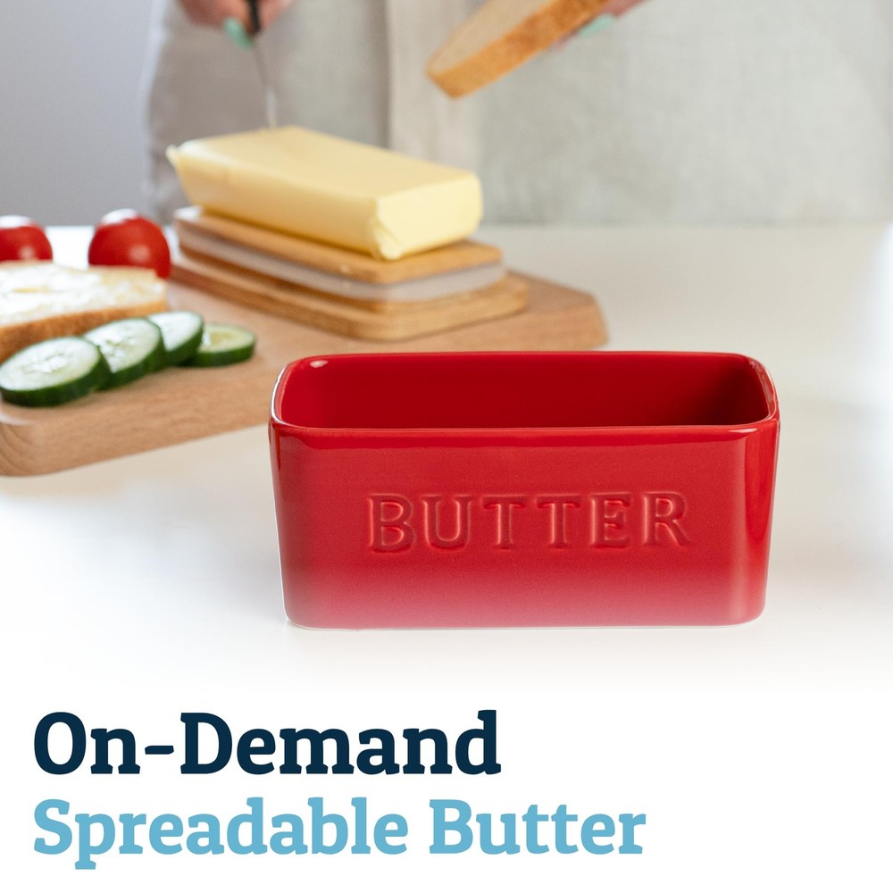 PriorityChef Extra Large Butter Dish with Lid for Countertop, Ceramic Butter ...