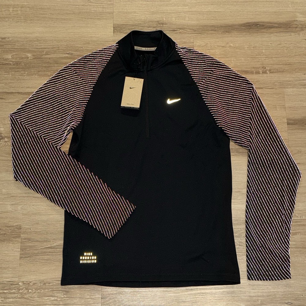 Nike Running Element Division Men's Half Zip Pullover Black FZ1127-010 - Small