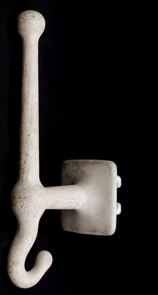 Vintage Cast Iron White Painted Flush Mount Wall Hook