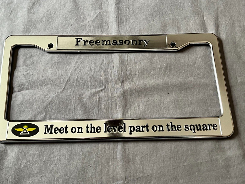 Freemasonry Masonic Automobile License Plate Frame Holder Silver NEW!
