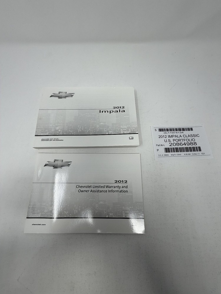 2012 Chevrolet Impala Owners Manual OEM Set