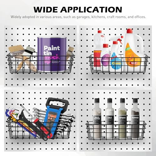 5-Piece Pegboard Baskets Set - Heavy Duty Peg Board Organizer Accessories Bin