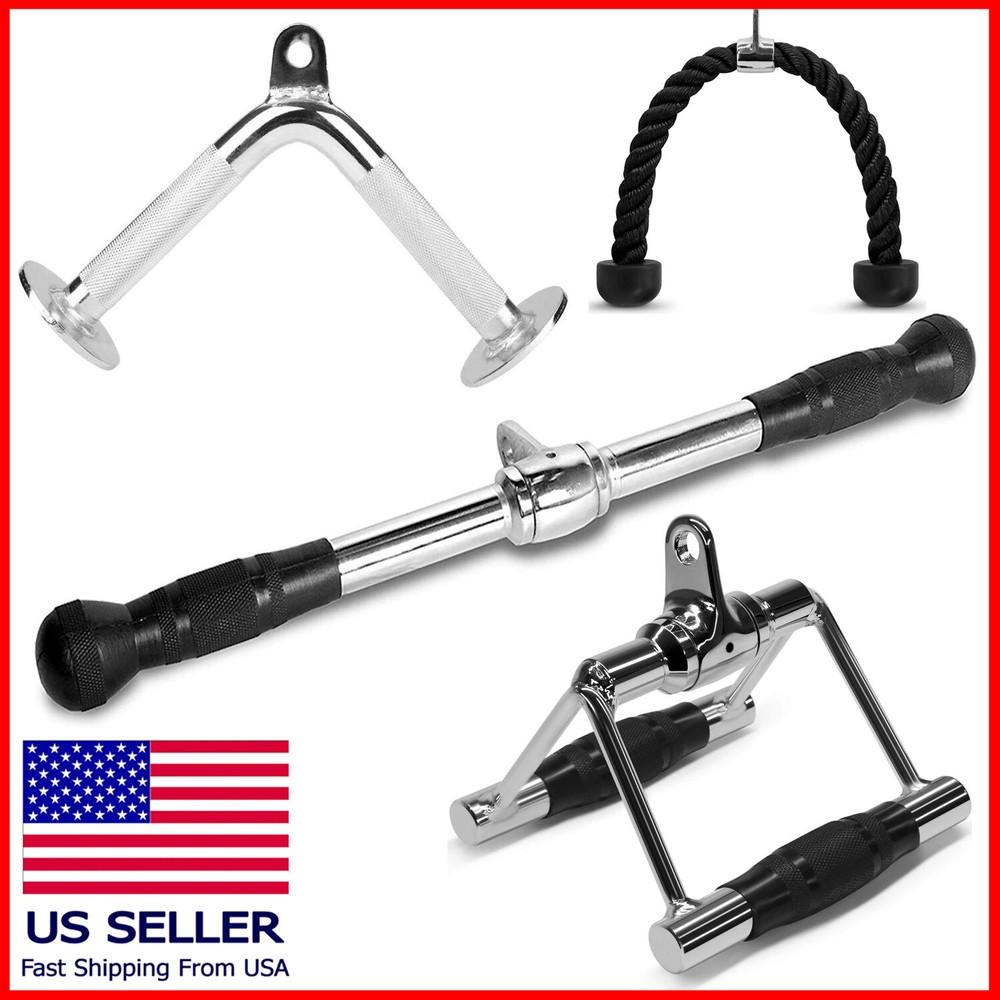Double Grip Tricep Rope 20in Pull Down Press Cable Double D Rotating Attachments