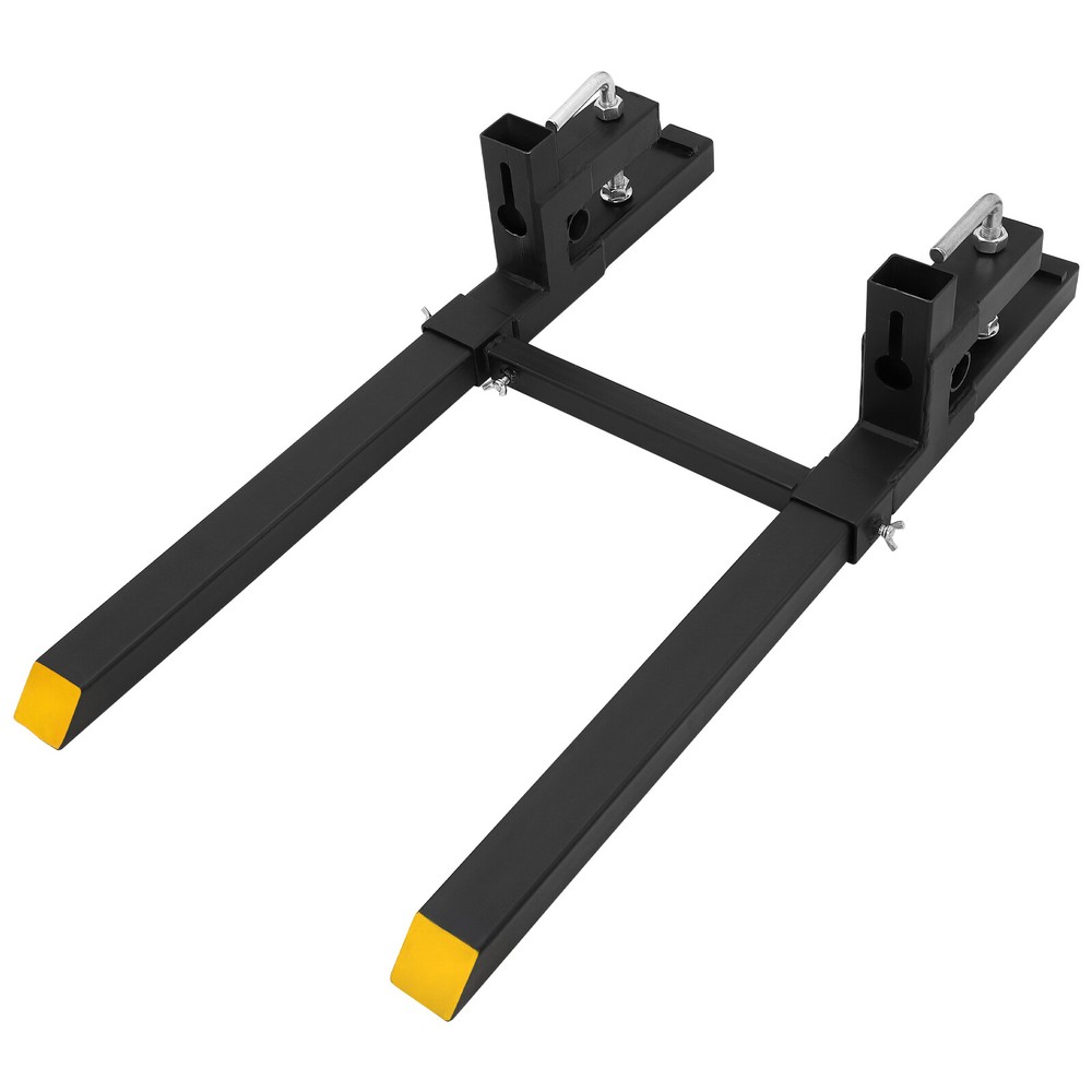 43" 2000lbs Clamp on Pallet Forks Tractor W/ Adjust Stabilizer Bar Quick Attach
