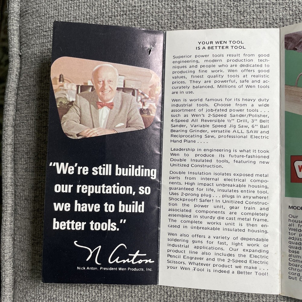 Vintage 1972 WEN Power Tools Fold Out Brochure/Catalog