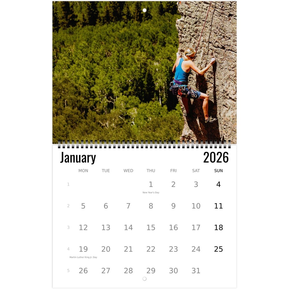 Rock Climbing Wall Calendar 2026