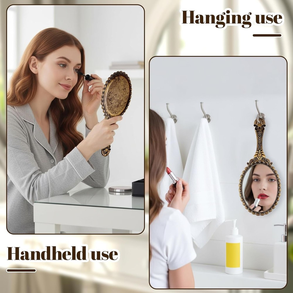 Vintage Hand Mirrors with Handle, Vanity Handheld Makeup Mirror Elegant