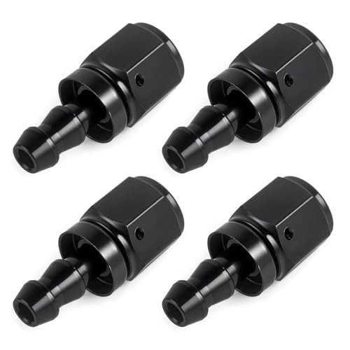 Push Lock Hose Fitting End Aluminum Black 4PCS 4AN Straight Normal