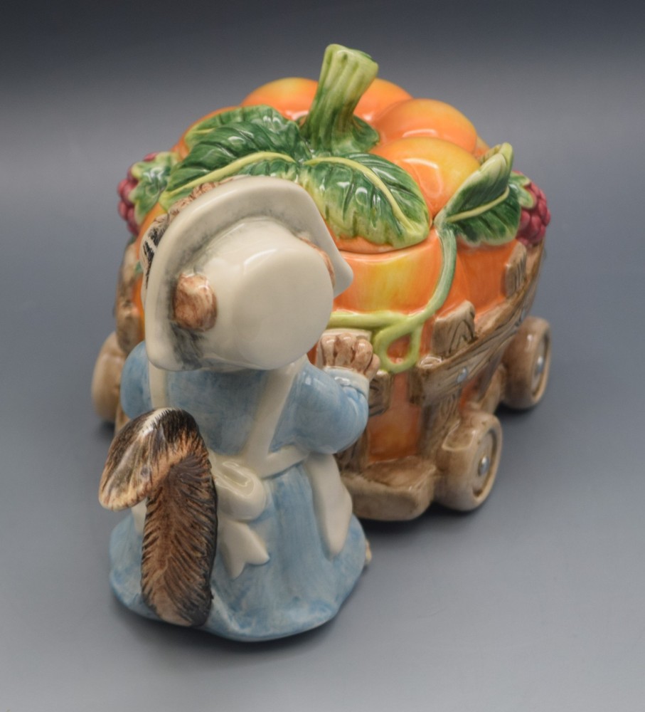 FITZ AND FLOYD IT'S HARVEST TIME CHIPMUNK PILGRIM SUGAR BOWL