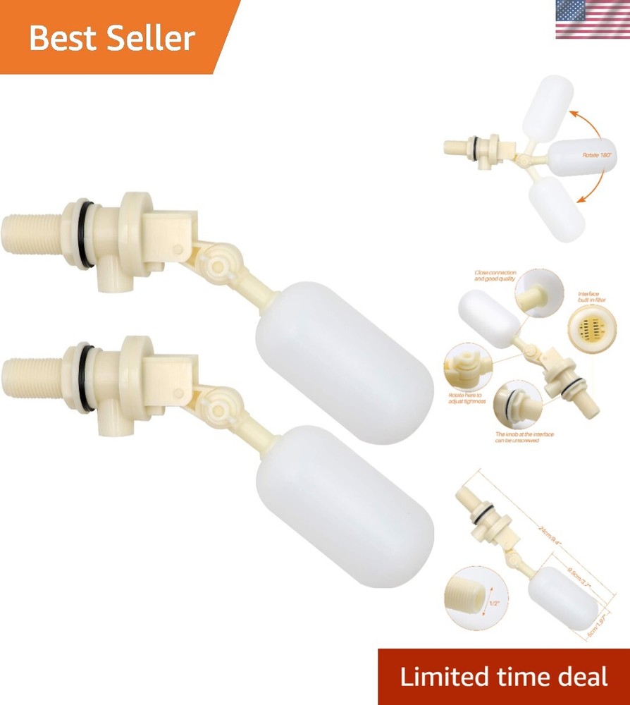 2 Pack Water Float Valve 1/2 Inch - Adjustable Arm for Clean Water Solutions