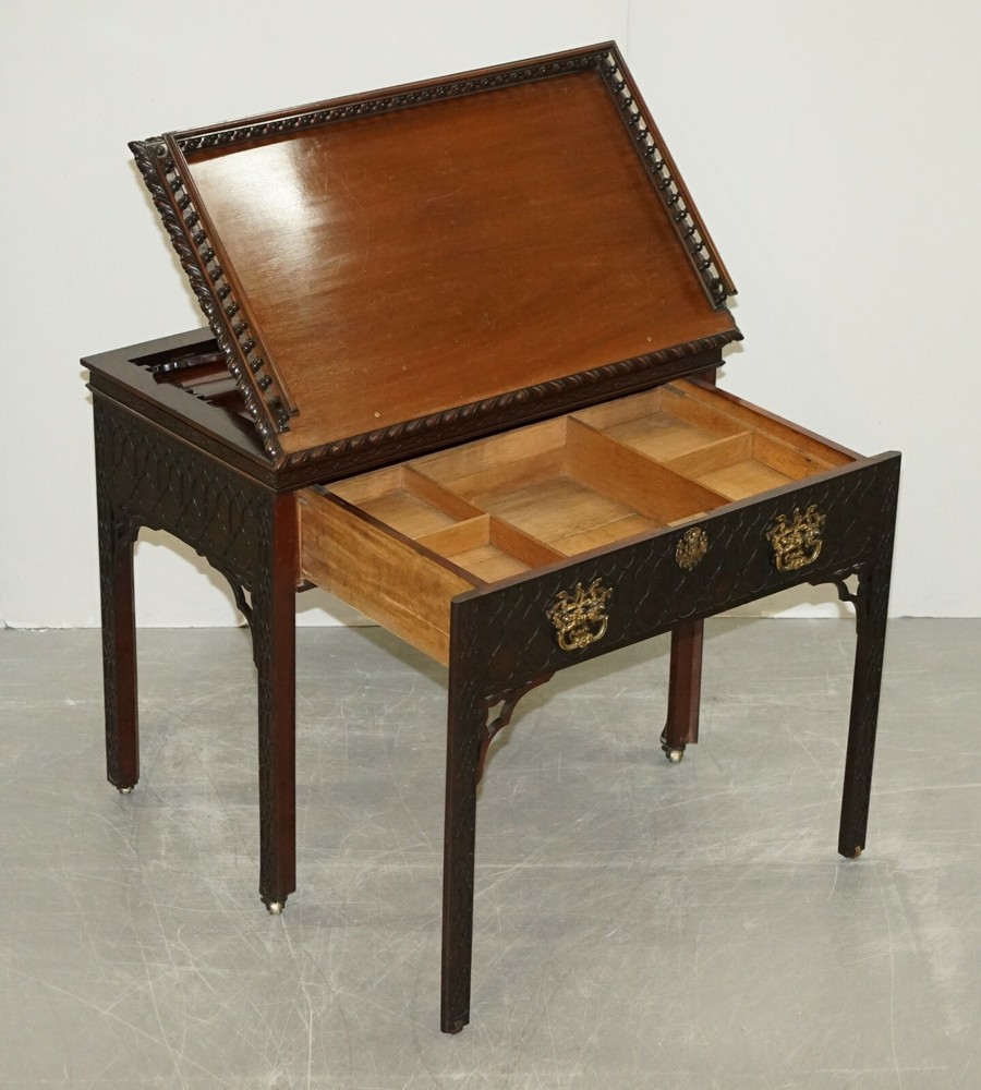 ORIGINAL THOMAS CHIPPENDALE GEORGE III MAHOGANY ARCHITECT'S WORK DESK TABLE