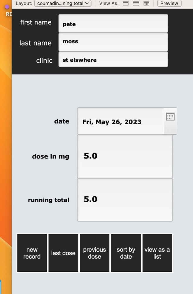 COUMADIN DOSE TRACKER
