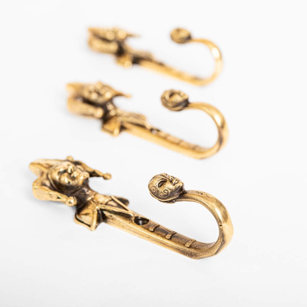 Brass Jester Wall Hook – Handmade Joker Hook, Medieval Solid Brass Decor