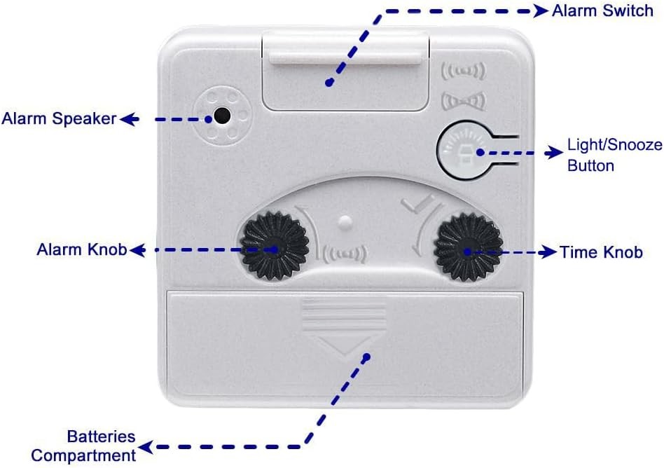 Snooze and light function, silent silent-ticking analog quartz clock (white)