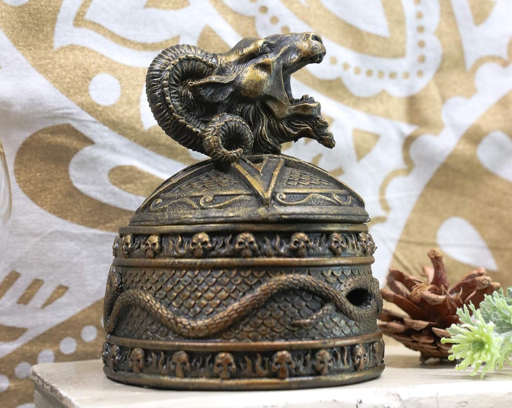 Ebros Satanic Sabbatic Goat Baphomet Smoking Backflow Incense Cone Burner Statu