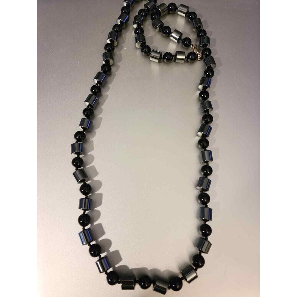 Sterling Silver Hermatite Bead Necklace & Dangle Earrings