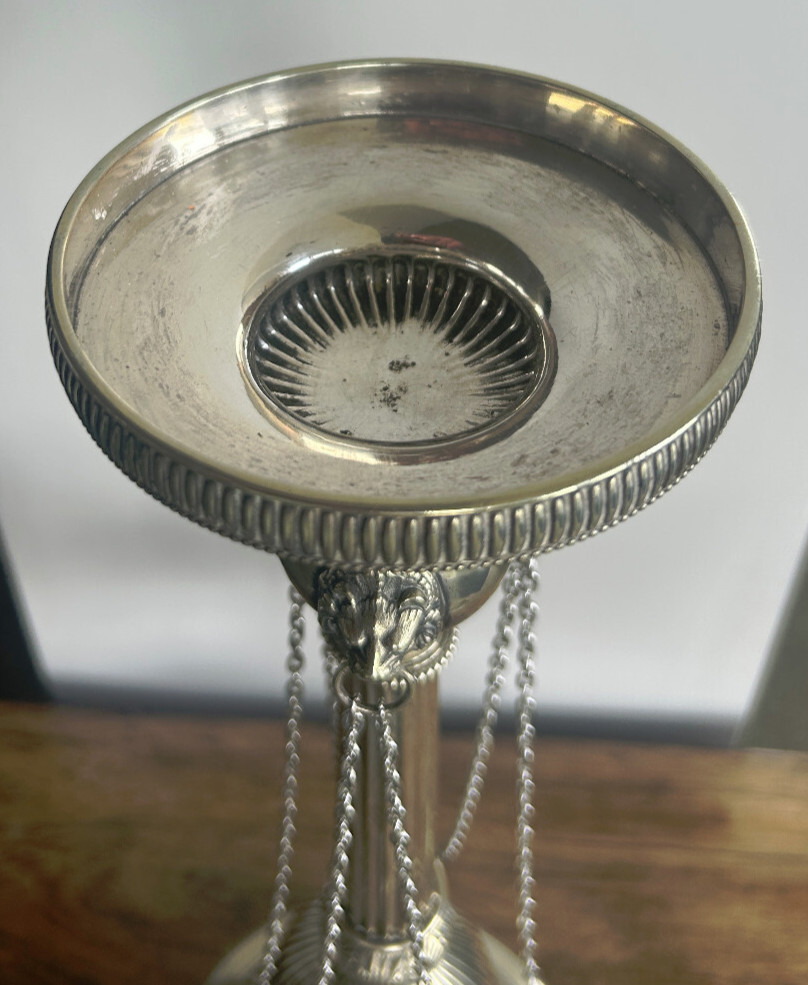 Antique Victorian Silver Plate Candelabra With Chains