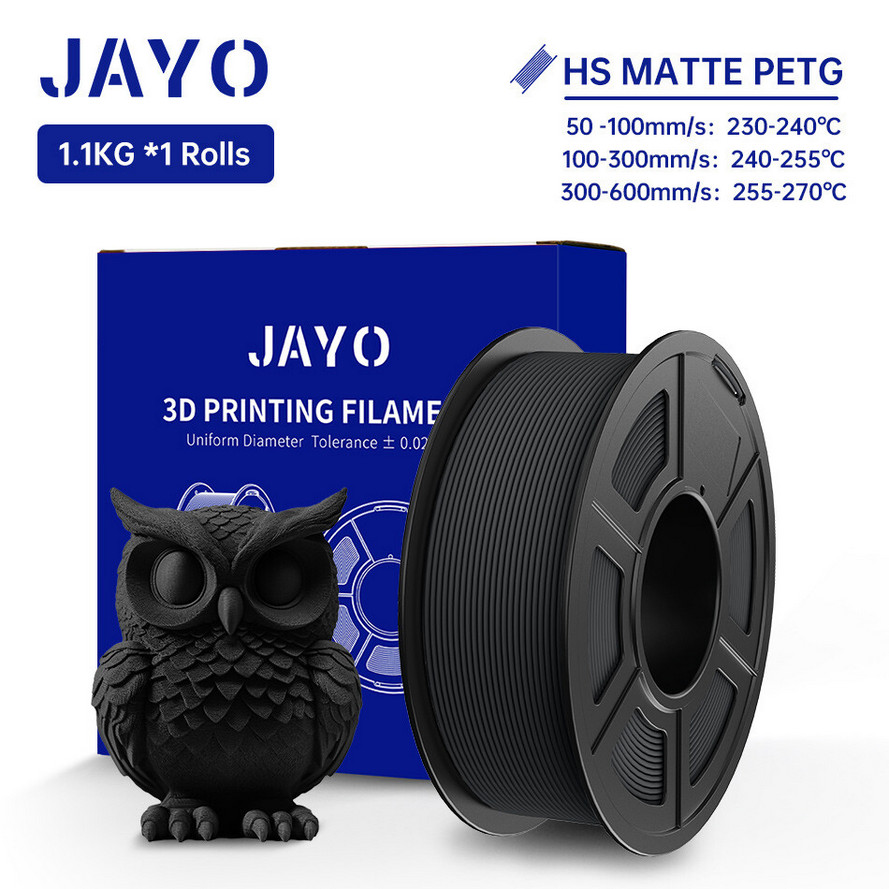 Jayo Highspeed Matte PETG Black - 1KG Roll (2.2LBS)