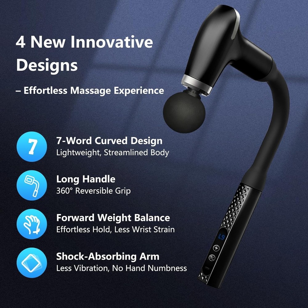 3 Head Massage Gun with Extension Handle, 12MM Massage Gun Deep Tissue, Back