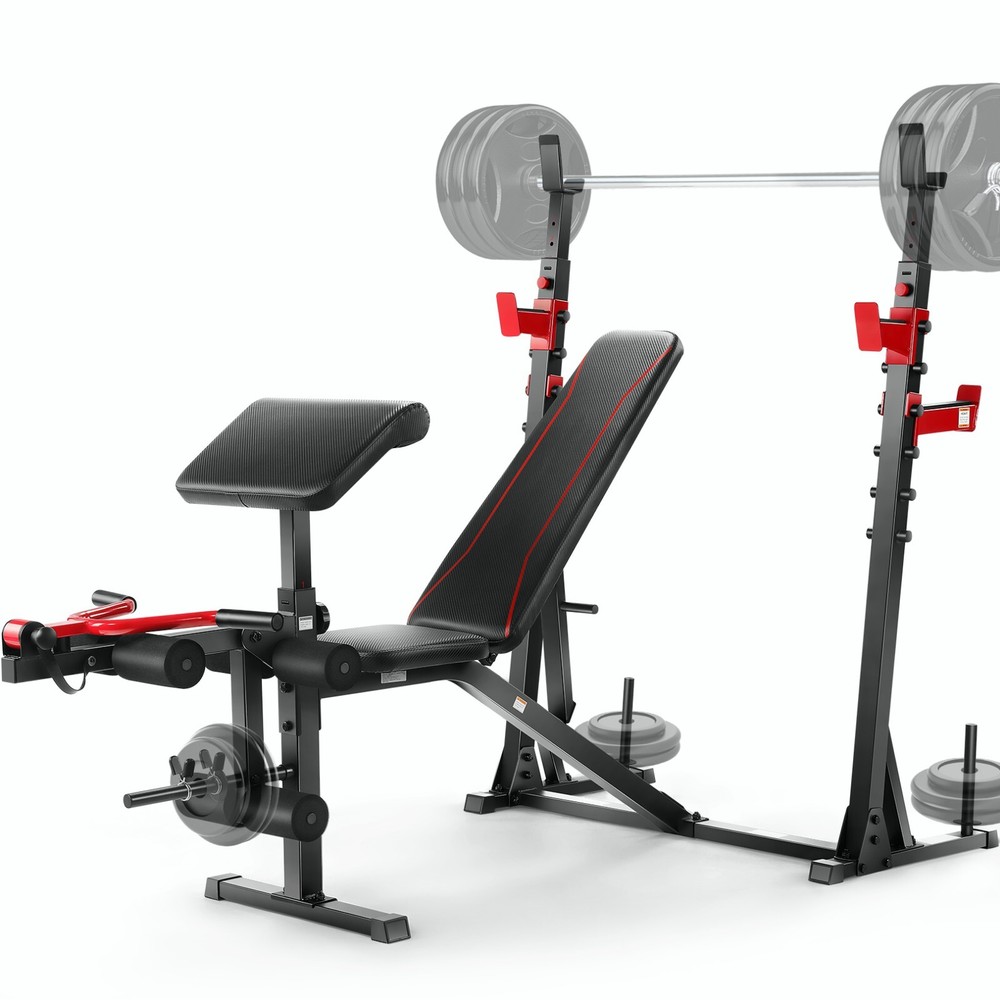 900LBS Weight Bench with Squat Rack Adjustable Workout Bench for Home Exercise⭐⭐