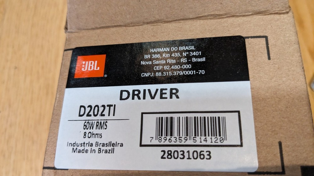 JBL Selenium D202TI 1-Inch 8-Ohm Titanium Compression Horn Driver