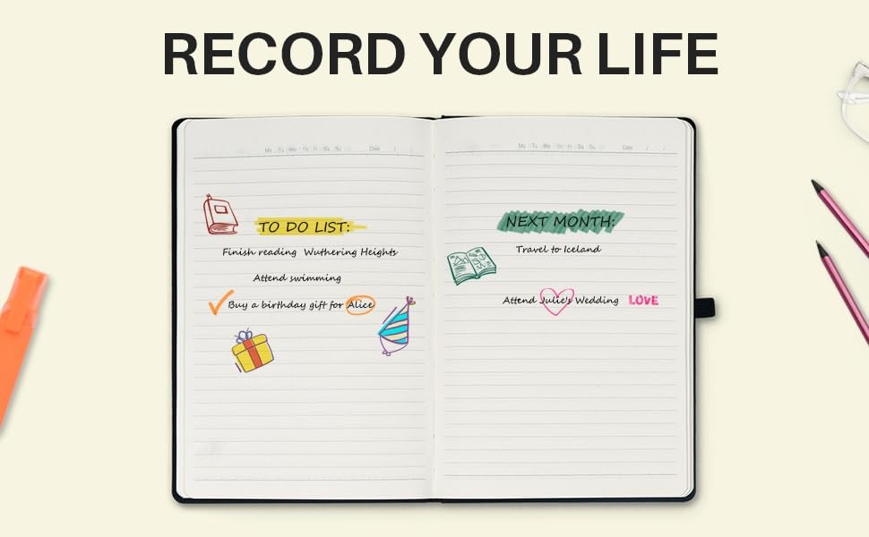 RUN A5 Lined Journal Notebooks, Leather Thi Notebook for