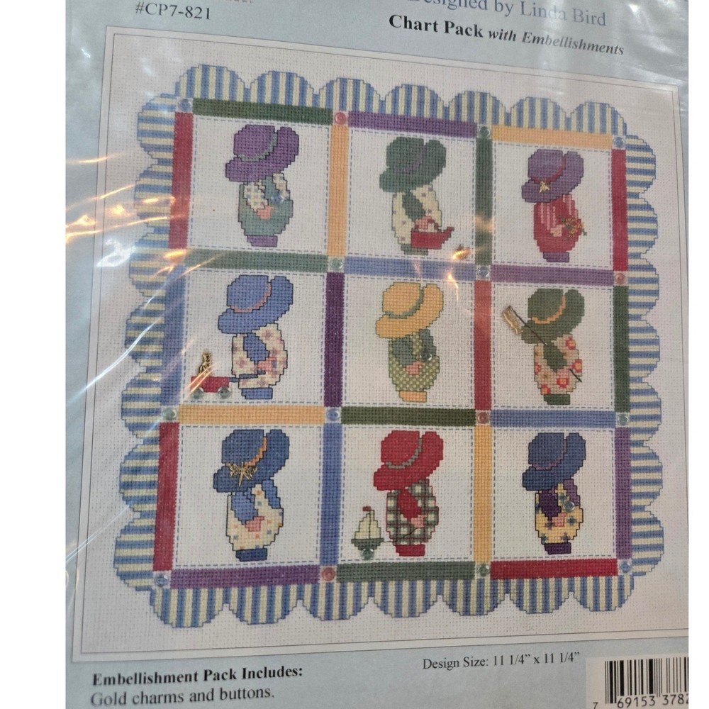 The Design Connection Sunbonnet Sam Quilt Sampler Pattern NEW Charms Buttons