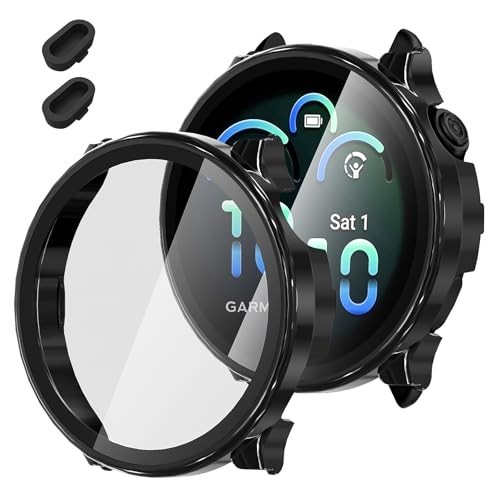 2 Pack Garmin Vivoactive 6 Smartwatch Case & Tempered Glass Screen Protector - B
