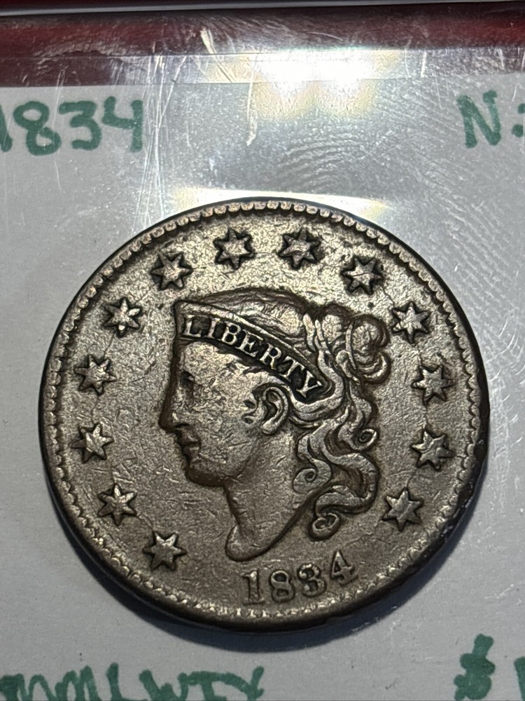 1834 Coronet Large Cent US Copper Newcomb 2 Variety