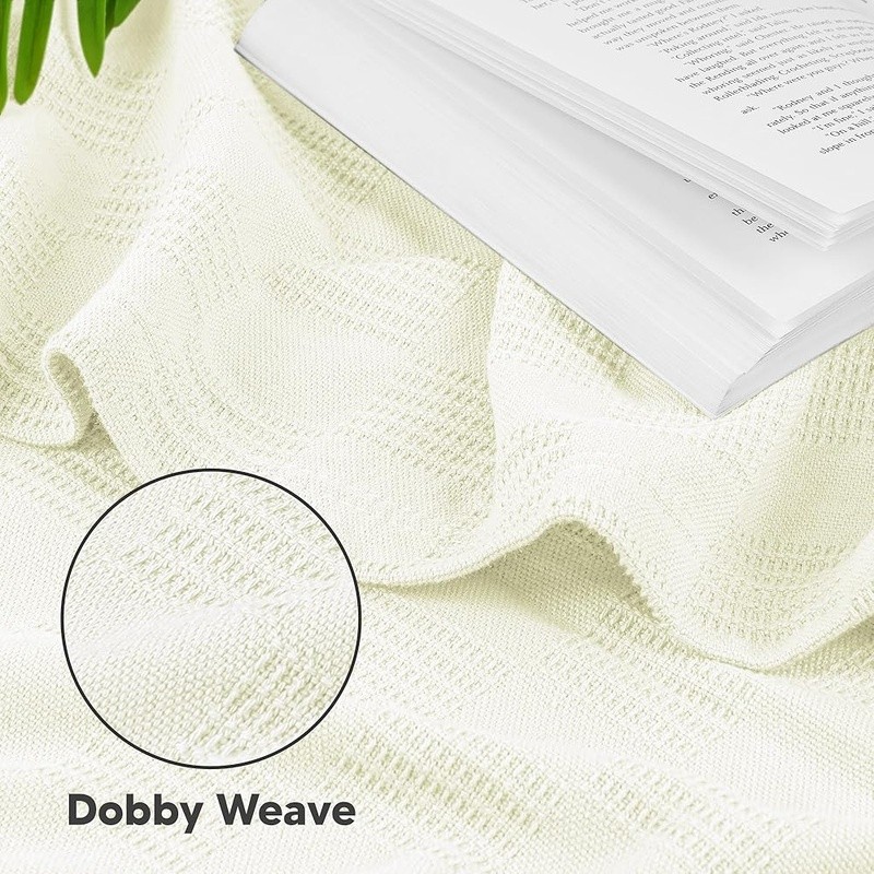 Cotton Thermal Blanket Soft Breathable Cozy Dobby Weave Waffle Pattern Oversized