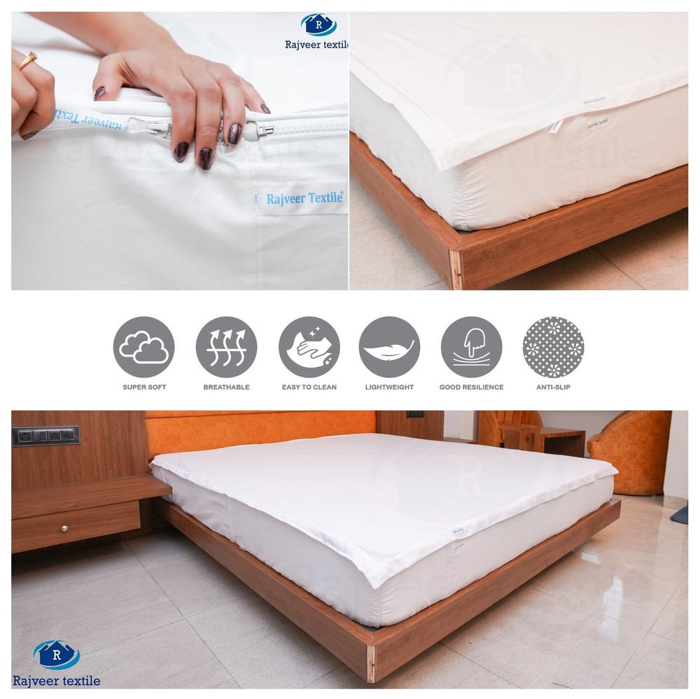 Zip On Fitted Sheet - Includes 1 Fitted Base + 2 Zip Sheet - Easy to Change, ...